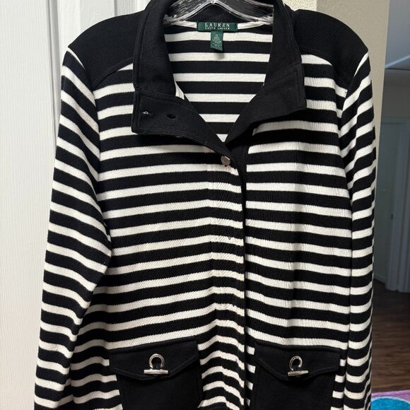 Polo Ralph Lauren Black & White Striped Zip Jacket – XL - Picture 1 of 5